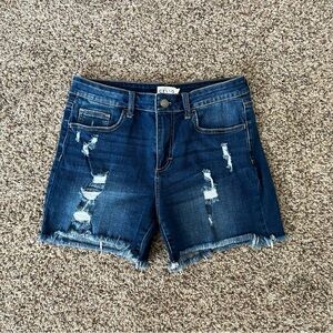Cello Denim Slightly Distressed Denim Jean Shorts